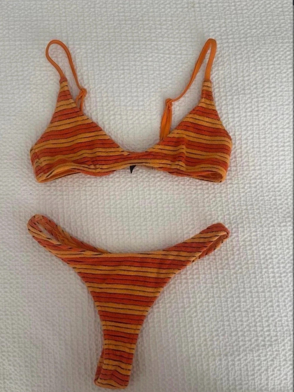 Triangl Striped Bikini Set in Orange & Yellow